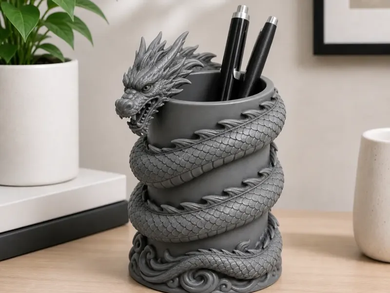 Dragon Pen Holder Fantasy Desk Decor