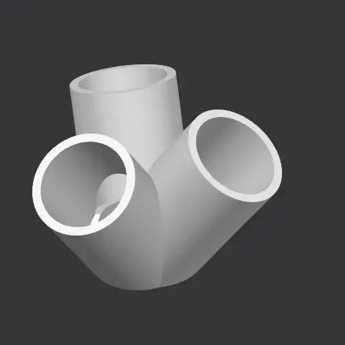 3 Way Tent/Trelis connector PVC 20mm pipe - print in place