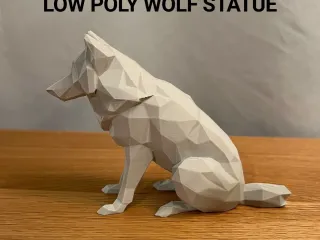 Low Poly Wolf Statue