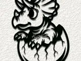 baby triceratops dinosaur egg wall art home decor-0