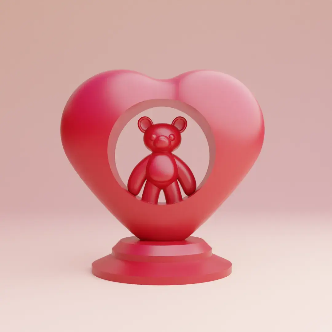 teddy bear inside a heart valentines decor