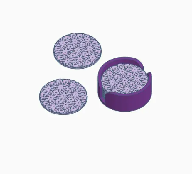 FLOWER PATTERN COASTERS AND HOLDER