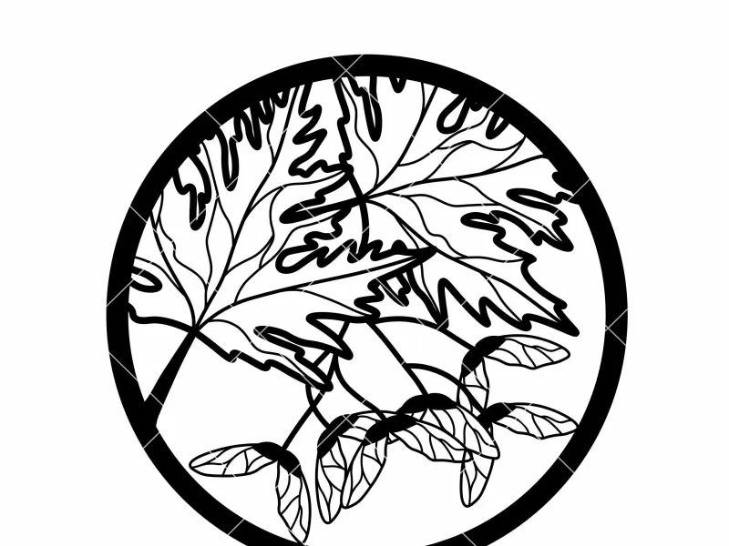 Leaf Circle Ornament STL – Botanical Decorative 3D