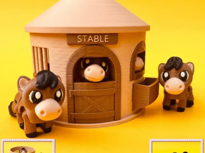 Flexi Horse And Stable House Box : Articulated Farm Animal