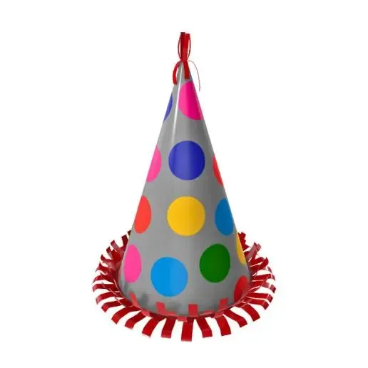 Polka Dot Cone Party Hat Accessory 3D Model STL Printable