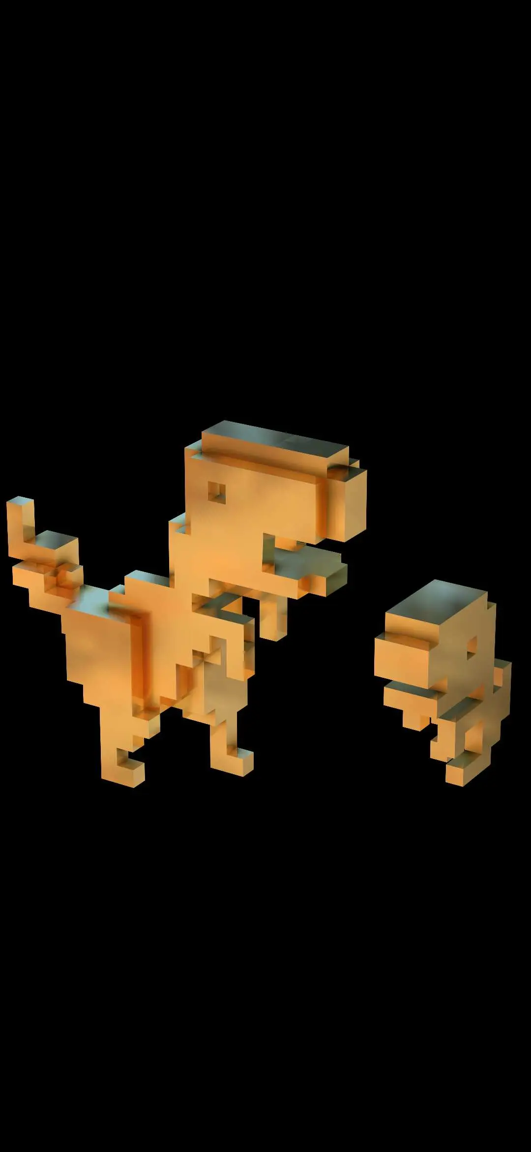 Trex and small dinosaur made of cubes