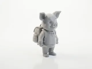 Cute Schoolkid Pig Figurine Chibi 3D Printable