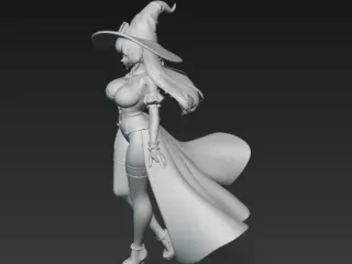 sexy anime style witch with big breasts