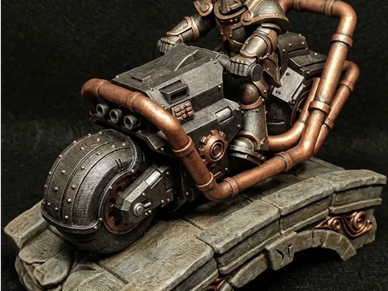 Fallout Power Armor Motorcycle Statue | Post-Apocalyptic