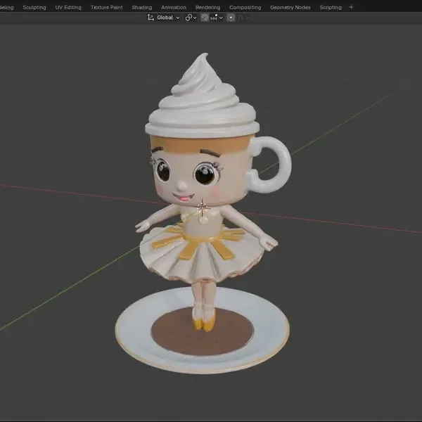Cute Coffee Cup Ballerina Figurine STL