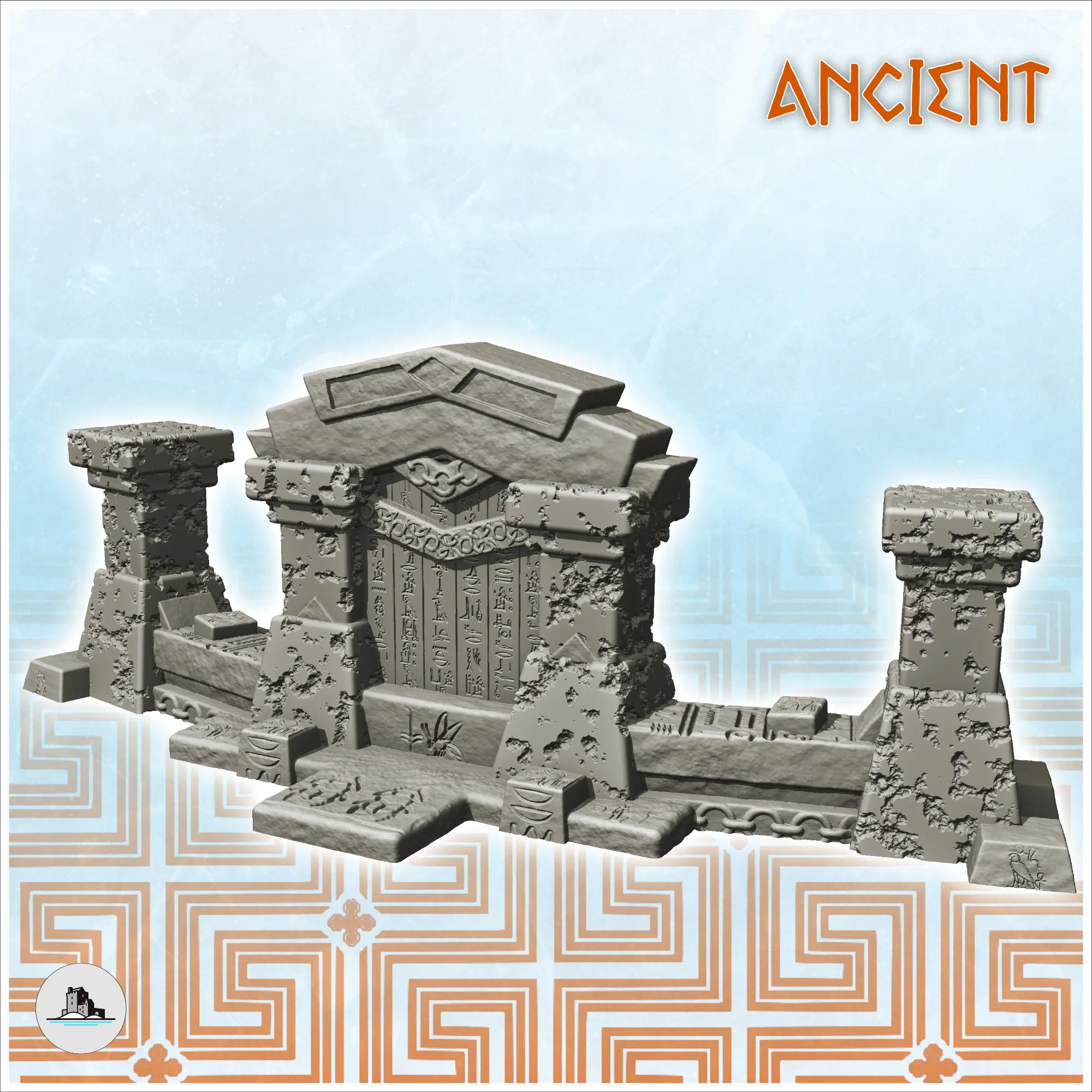 Egyptian temple wall ruin (2) - miniatures warhammer mini RP