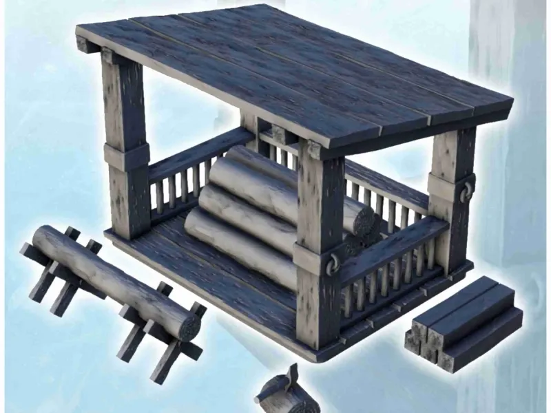 Piattaforma per boscaioli con accessori (2) - scenario medievale mi