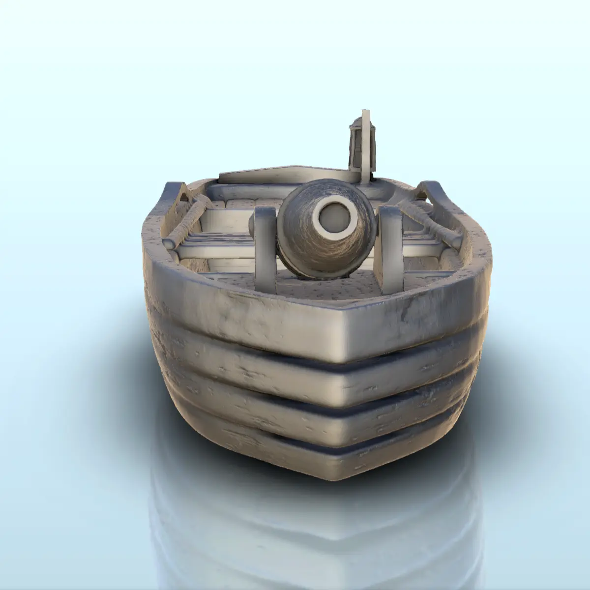Paddelboot mit Pulverkanone (1) - Kulisse mittelalterliches Miniat