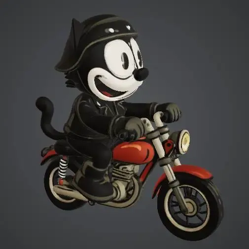 Felix Cat Cartoon biker