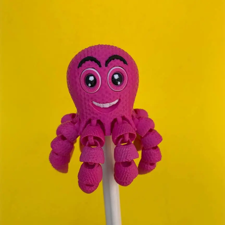 Articulated Knitted Baby Octopus: Pen Topper