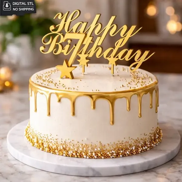 Happy Birthday Topper STL – Cake Decoration