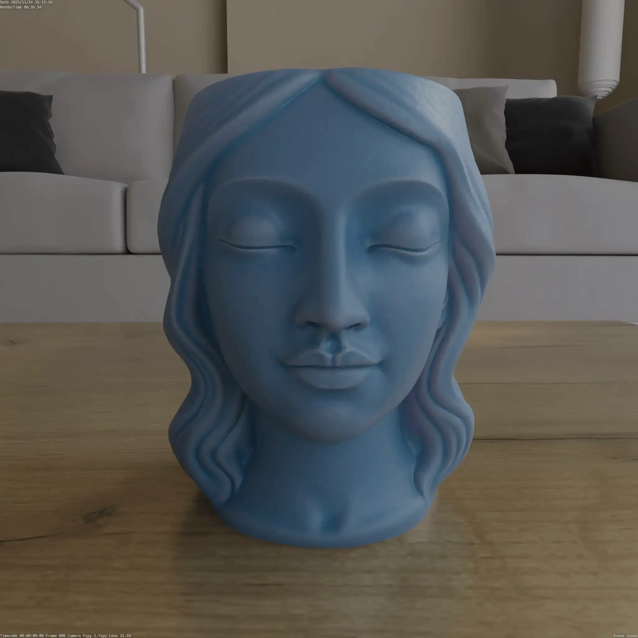Serene Woman Head Planter STL Model