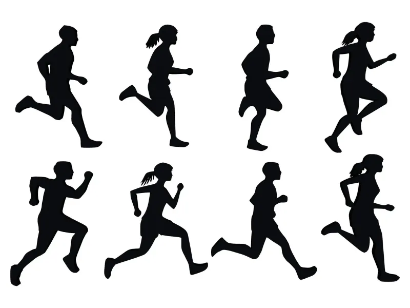 Running People Silhouettes Pose Set 3D