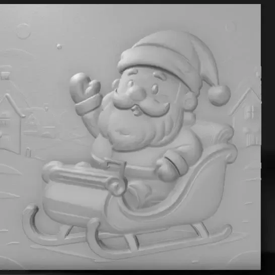 Cartoon Santa Claus on a sleigh