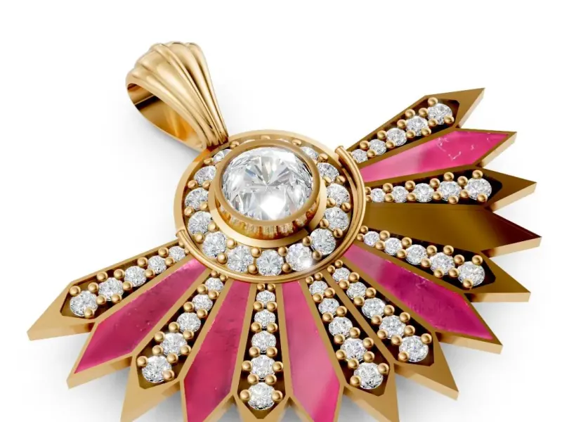 Enamel diamond pendant