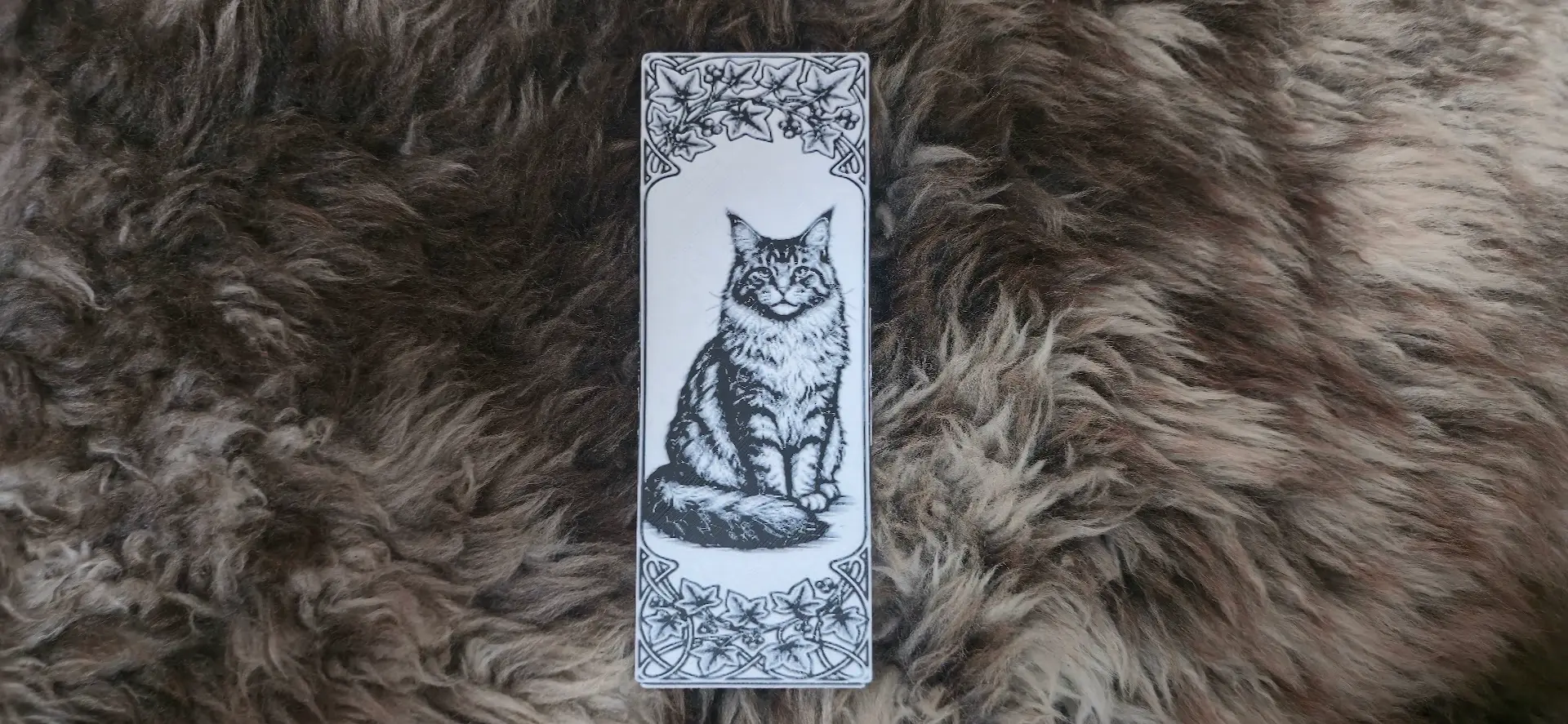 Black and White Maine Coon Cat Bookmark Art