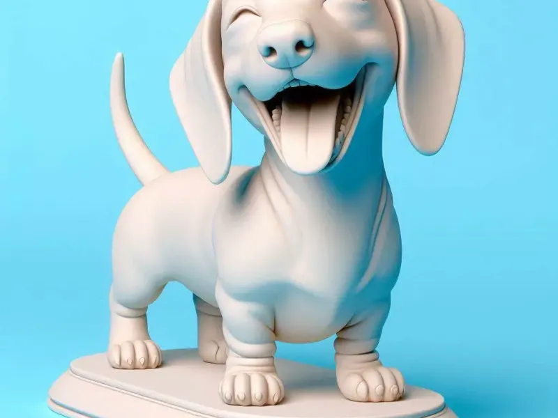3692  Laughing Dachshund — Color 3D-Printed Statue  STL