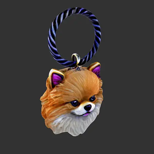 Pomeranian dog pendant and keychain-k1-3dprint-free-animal-s