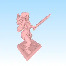 barbarian girl  figurine for tabletop like hero quest DnD DS