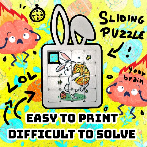 Print in Place sliding puzzle toy Easter egg bunny version
