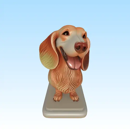 3848  Laughing Dachshund 3D-Printed Ivory-Style Statue STL