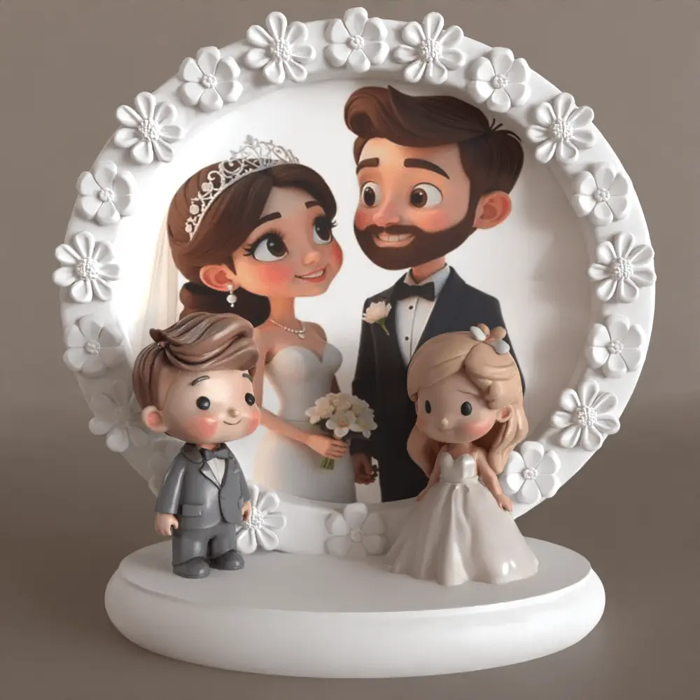 Cute Wedding Frame 3D Model – STL for Decoration Gift