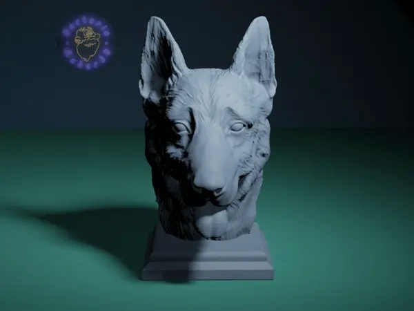 GERMAN SHEPHERD HEAD WITH BASE