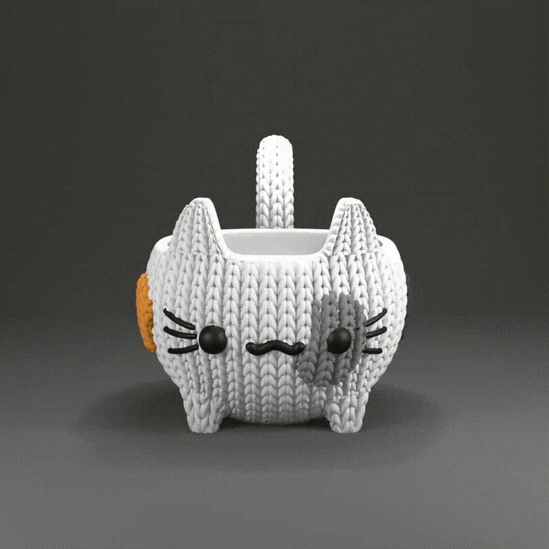 cat flowerpot | knitted