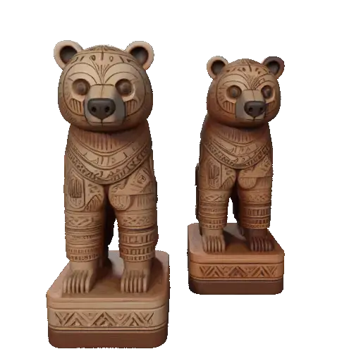 3973  Color 3D Model of  Totem-Style Bear on Pedestal  STL
