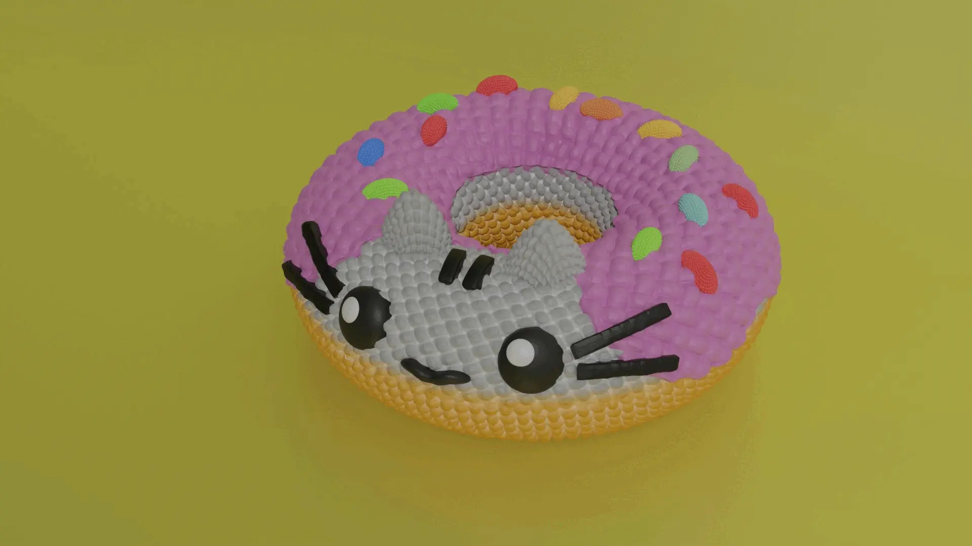 Crochet Cat Donut Painted 3mf