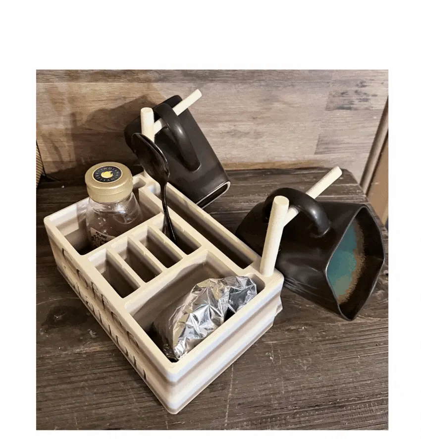 Coffee station / organizer with (2) cup hangers