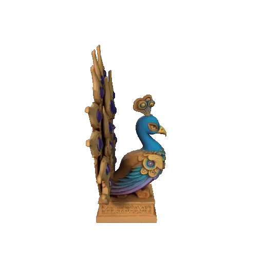 3222  Colorful 3D Model of a Peacock on Base  totem  STL