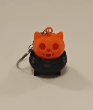 Cat head halloween pumpkin in cauldron - fidget clicker