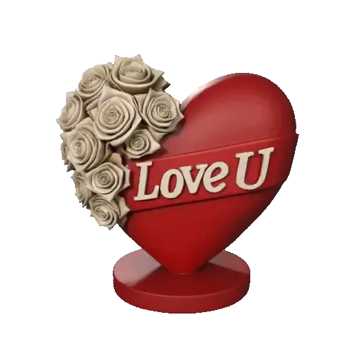 Heart Sculpture with Ribbon and Roses Romantic Decorative ST