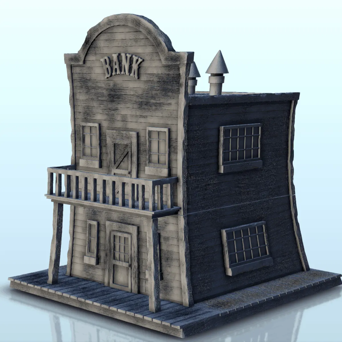 Bank building with chimney (7) - miniatures figure scenery t
