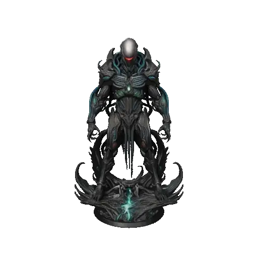 highly detailed sci-fi alien/biomechanical warrior statue