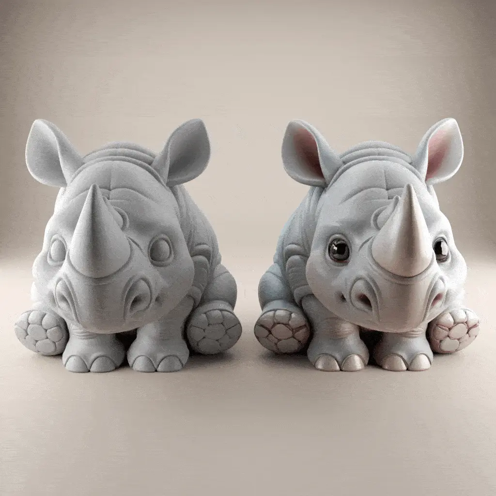Adorable Rhino 3D STL Model for Your Desk Decor