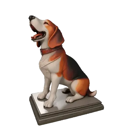 3394 Color 3D Model of Laughing Beagle Dog on Pedestal  STL