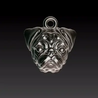 PUG DOG HEAD KEYCHAIN