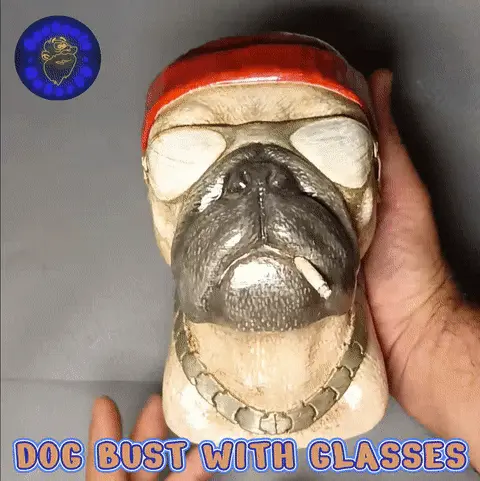 DOG BUST WITH GLASSES