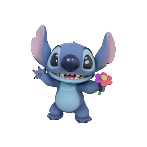 Blue Alien with Flower and Smile