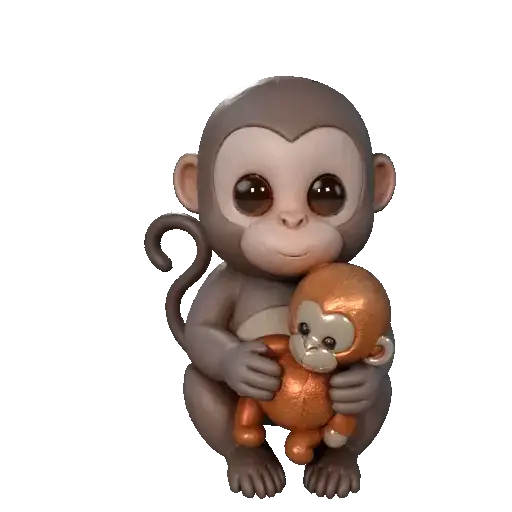 Baby Macaque Punch with Plush Orangutan