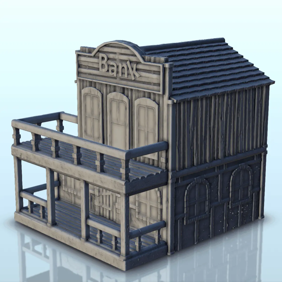 Bank building with canopy and balcony (8) - miniatures figur