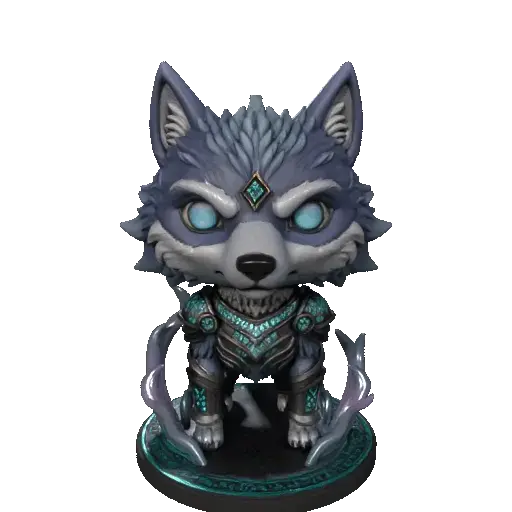 Arcane Wolf Guardian Chibi Fantasy 3D Printable Figurine