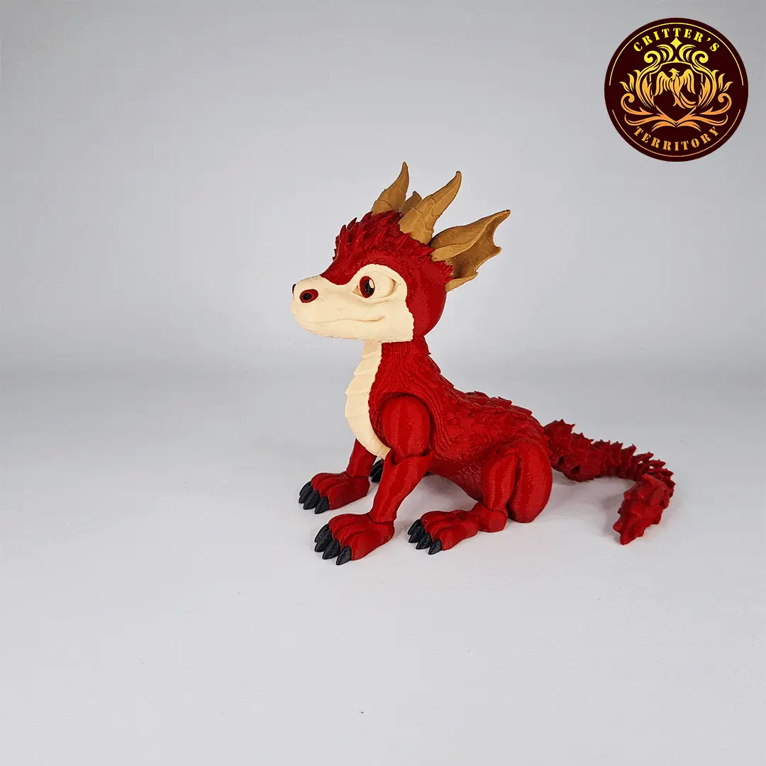 FLEXI RED DRAGON PRINT-IN-PLACE NO-SUPPORT CUTE ARTICULATE